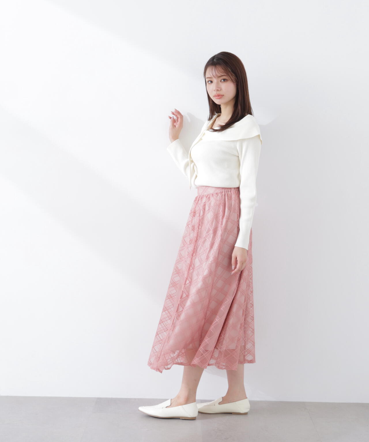 シアーチェックフレアスカート【WEB・一部店舗限定】