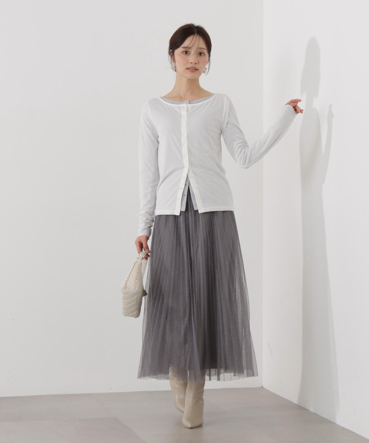 《EDIT COLOGNE》ラメプリーツスカート【ピンク：official site・ZOZOTOWN・ルミネエスト新宿限定】