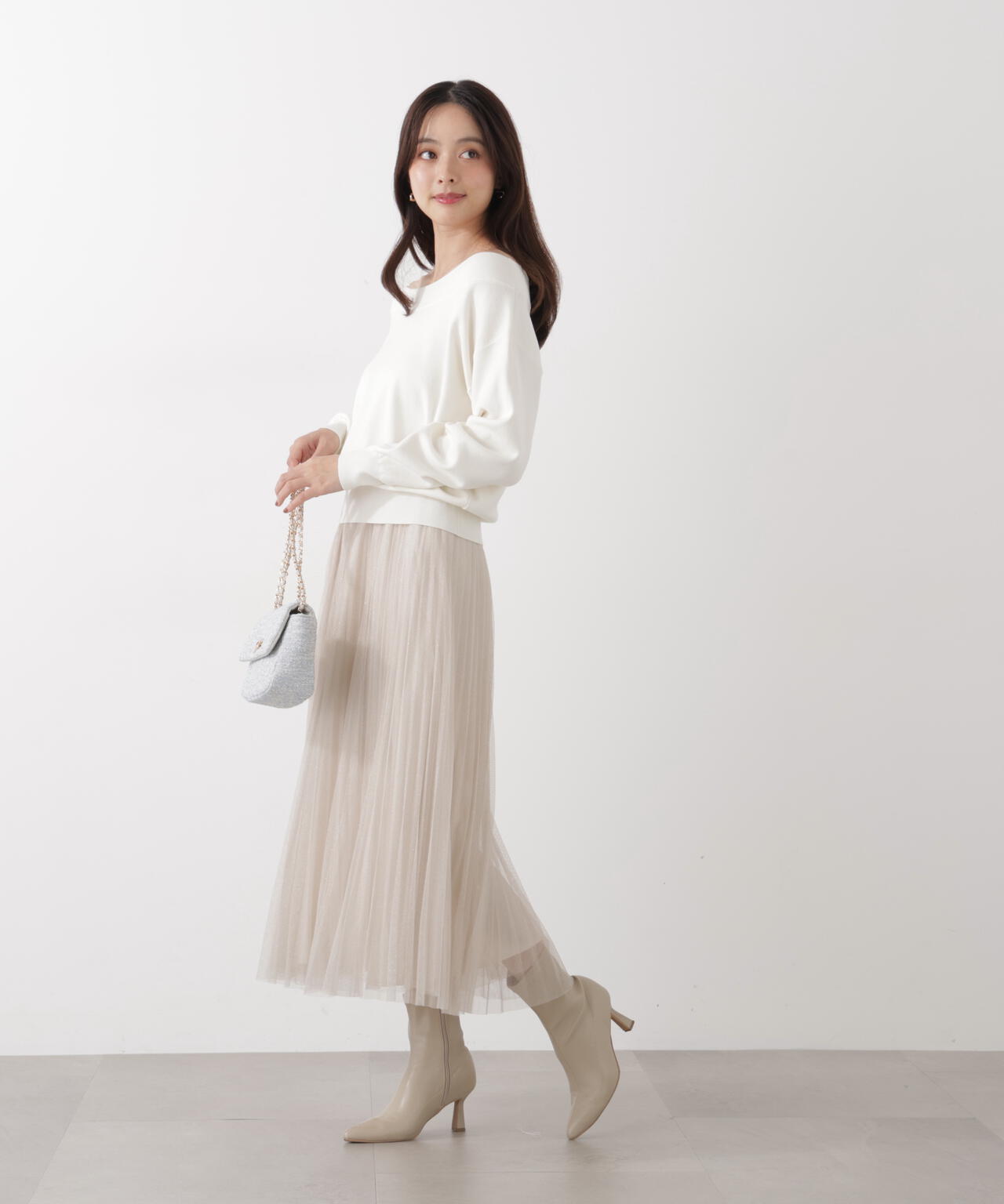 《EDIT COLOGNE》ラメプリーツスカート【ピンク：official site・ZOZOTOWN・ルミネエスト新宿限定】