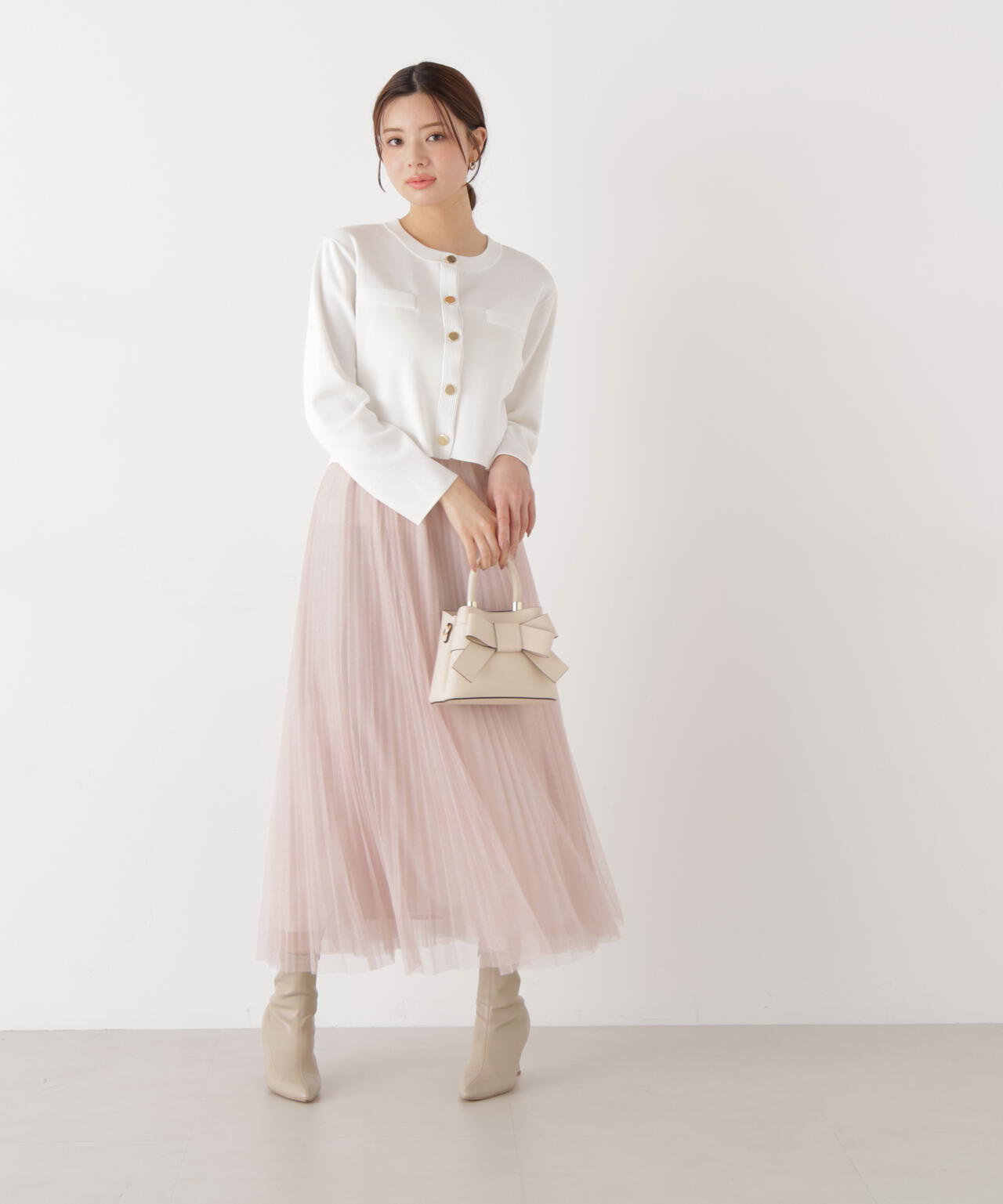 EDIT COLOGNE》ラメプリーツスカート【ピンク：official site