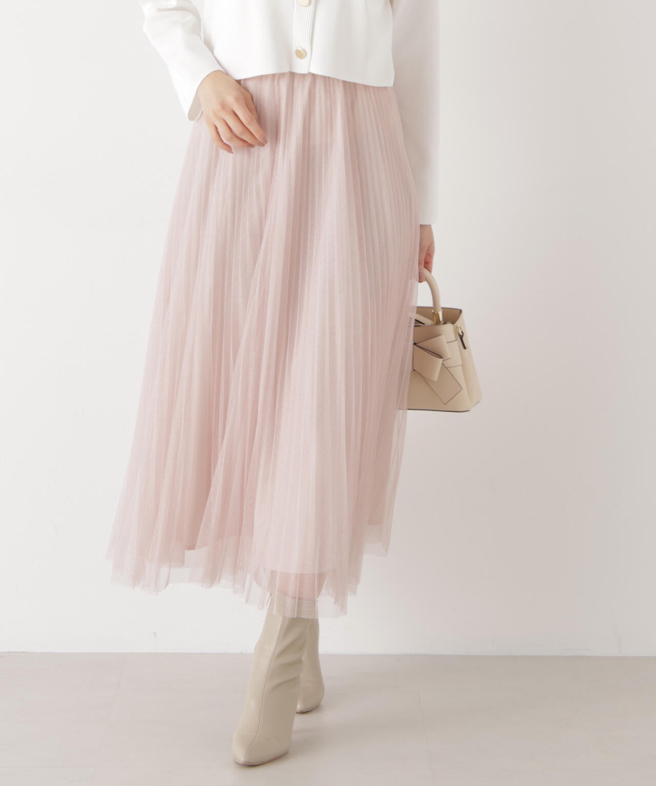 《EDIT COLOGNE》ラメプリーツスカート【ピンク：official site・ZOZOTOWN・ルミネエスト新宿限定】