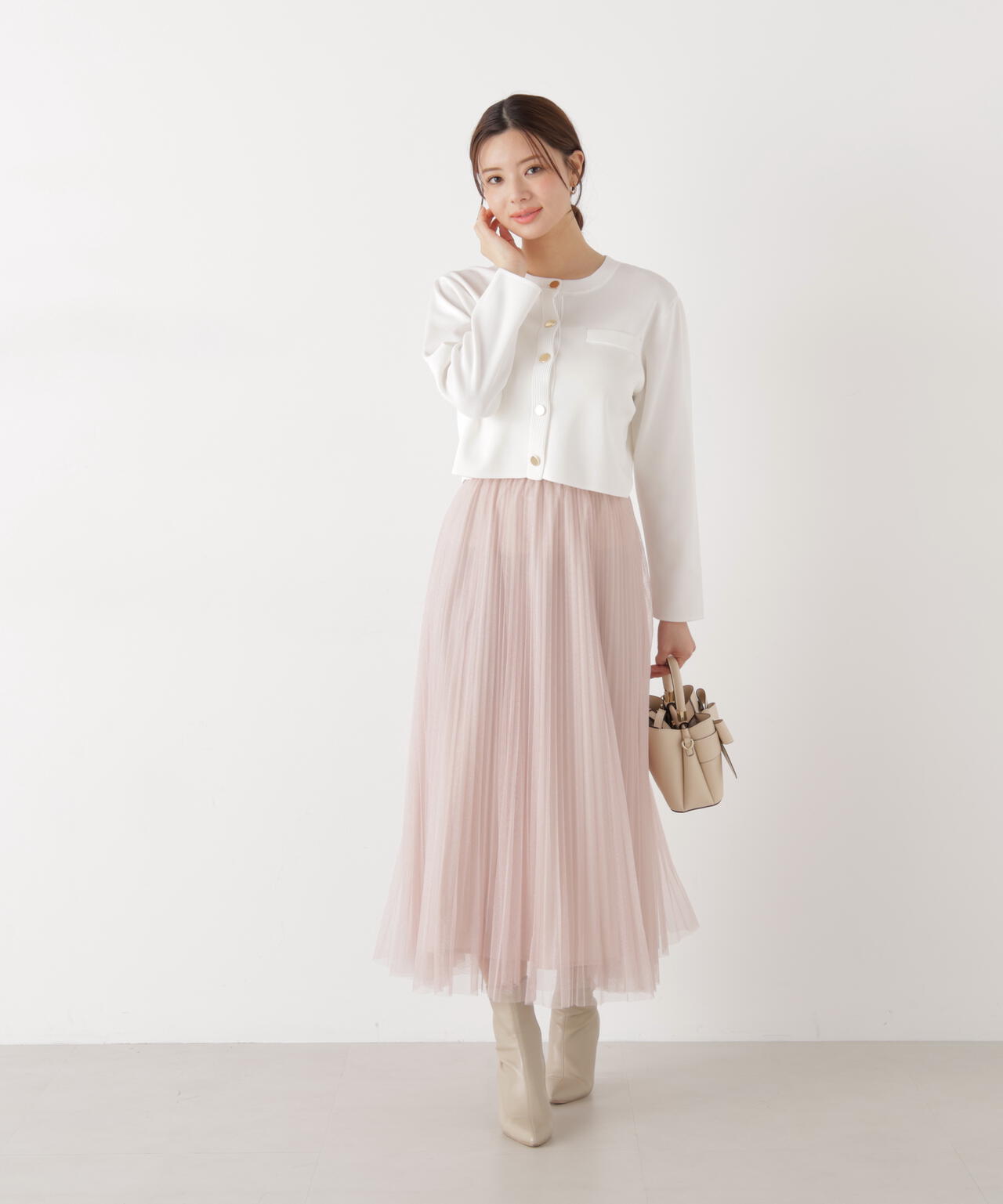 《EDIT COLOGNE》ラメプリーツスカート【ピンク：official site・ZOZOTOWN・ルミネエスト新宿限定】