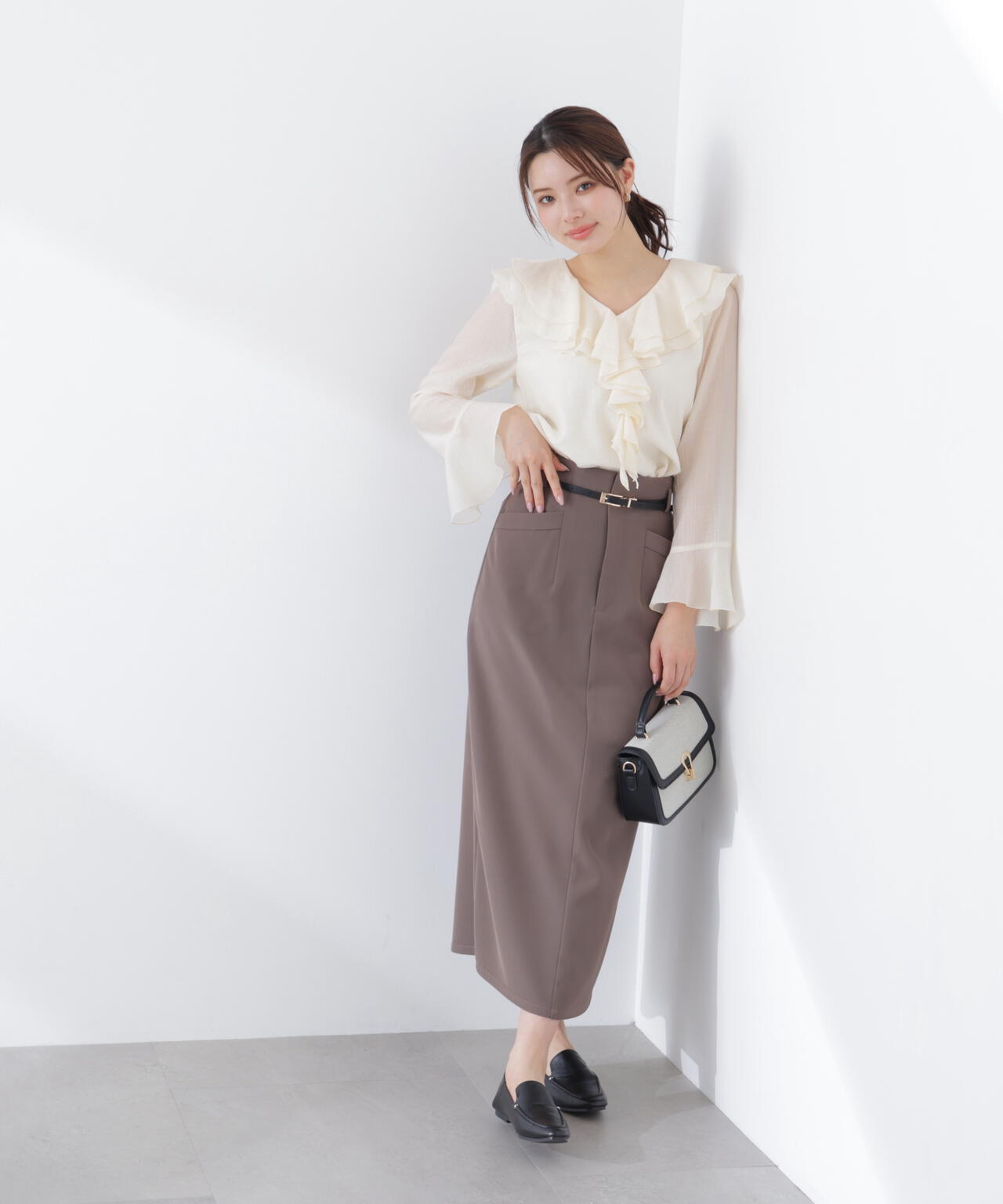 ＜ウォッシャブル＞〈a/mie〉ベーシックナロースカート