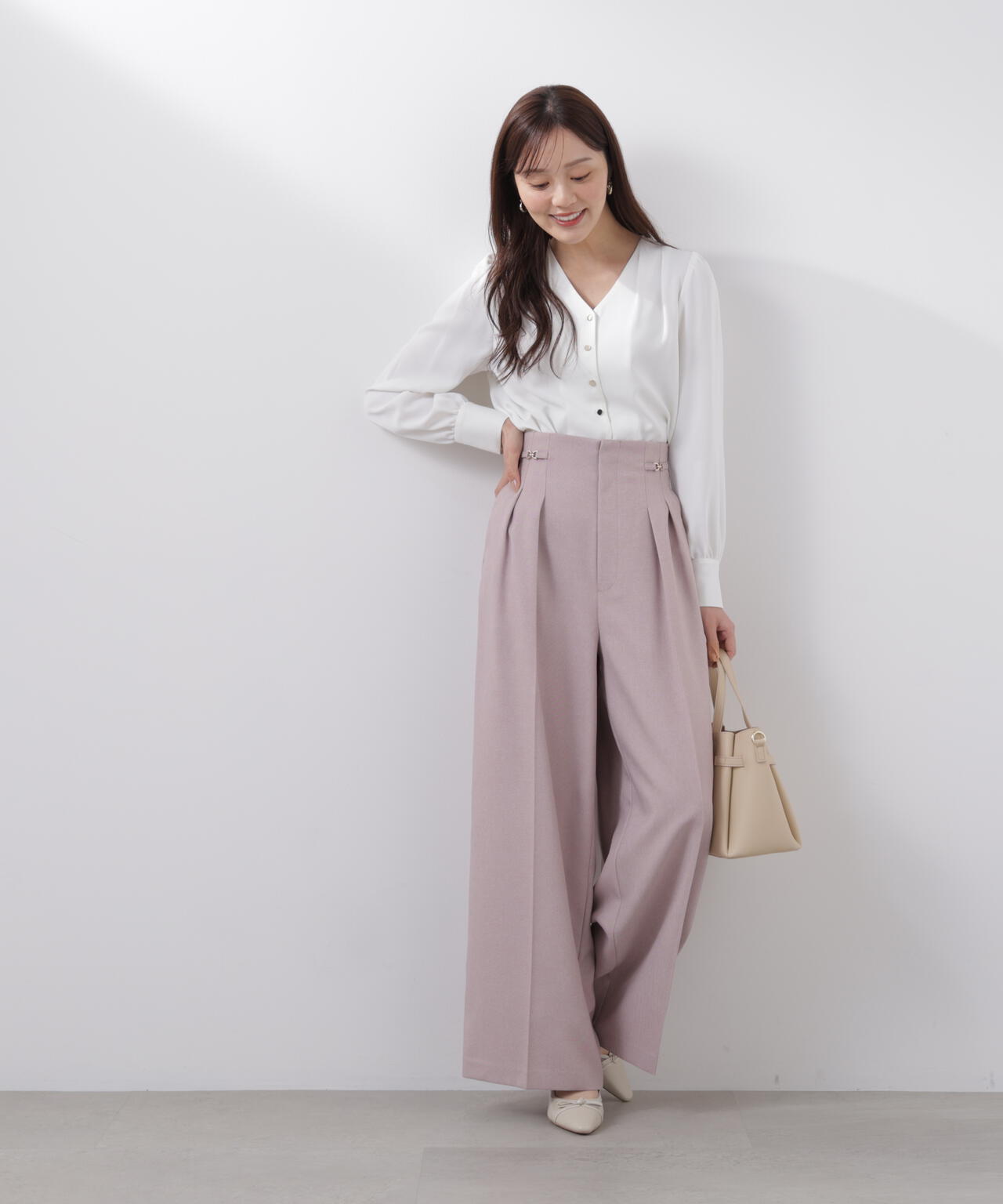 ビットハイウエストワイドパンツ