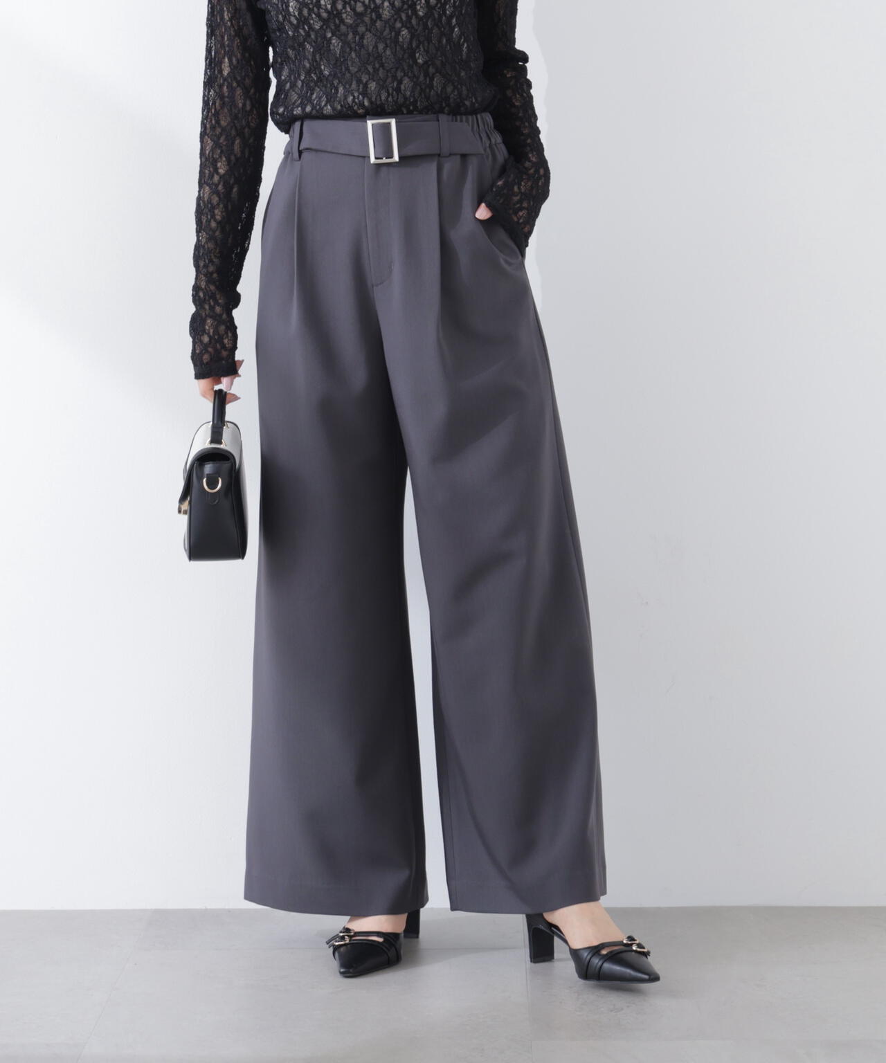 ベルトドッキングワイドパンツ