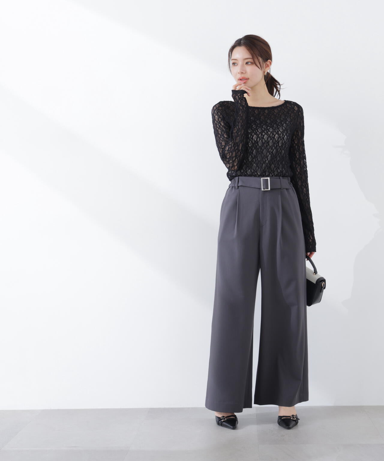 ベルトドッキングワイドパンツ