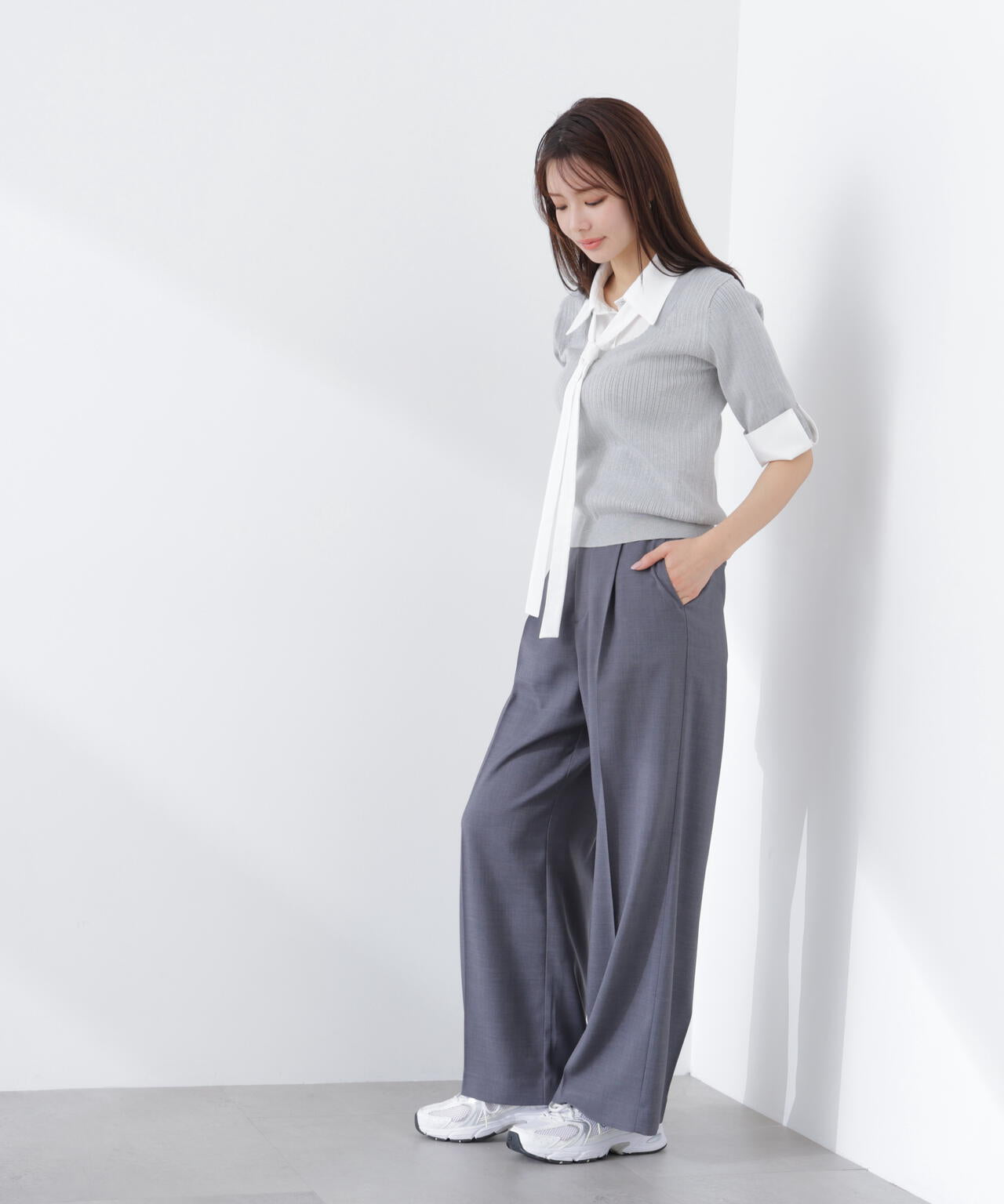 ウォッシャブル＞ベルト付きタックワイドパンツ | PROPORTION BODY