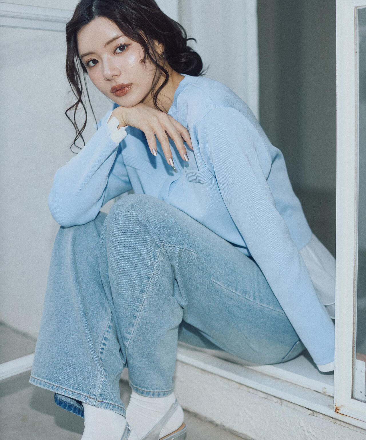 〈a/mie〉ワイドデニムパンツ