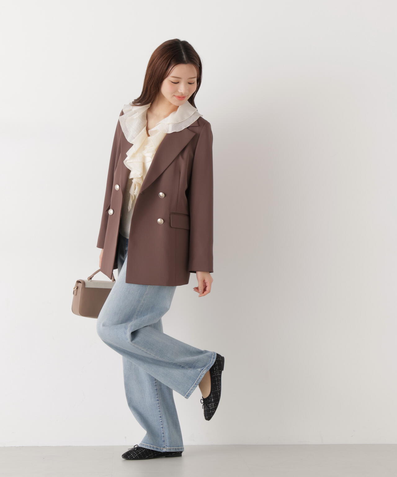 mii♡様　お取置き　値下げ　新品未使用 pois ポワ　カーブデニムパンツ 6/5～6/7 オンライン限定2buy10%OFF対象】〈a/mie〉カーブデニムパンツ