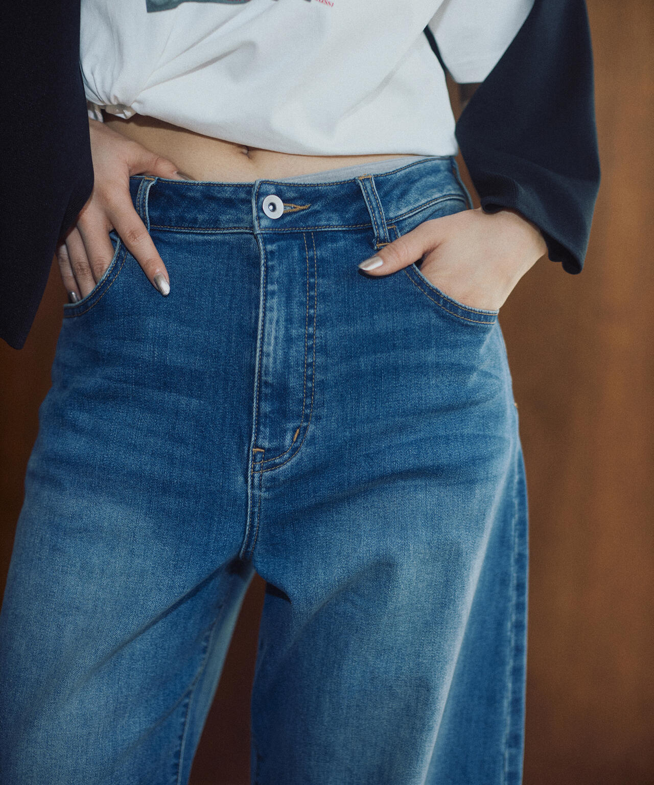 【美品】poppy ウェーブラインデニムパンツ M a/mie〉カーブデニムパンツ | PROPORTION BODY DRESSING