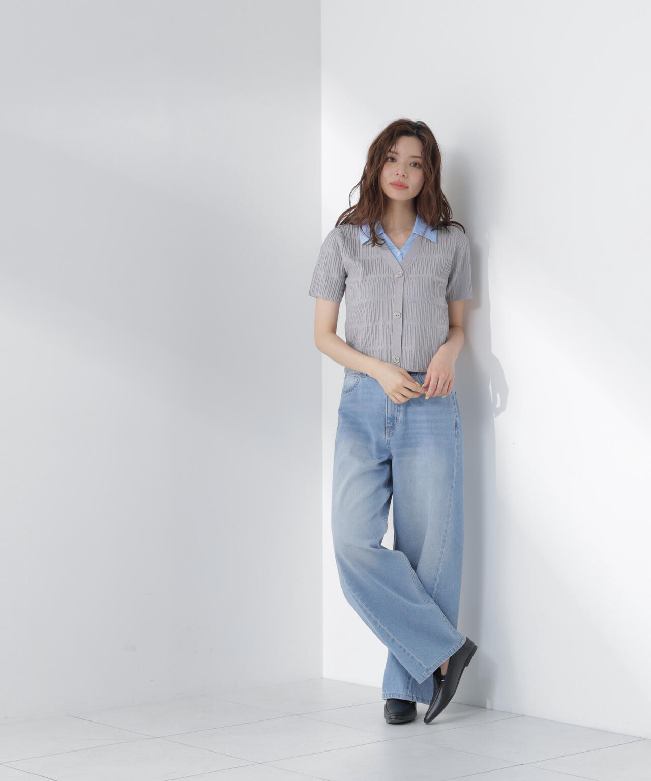【6/5～6/7 オンライン限定2buy10%OFF対象】＜青島心さん着用＞〈a/mie〉ワイドバレルパンツ【ベージュ：WEB限定】