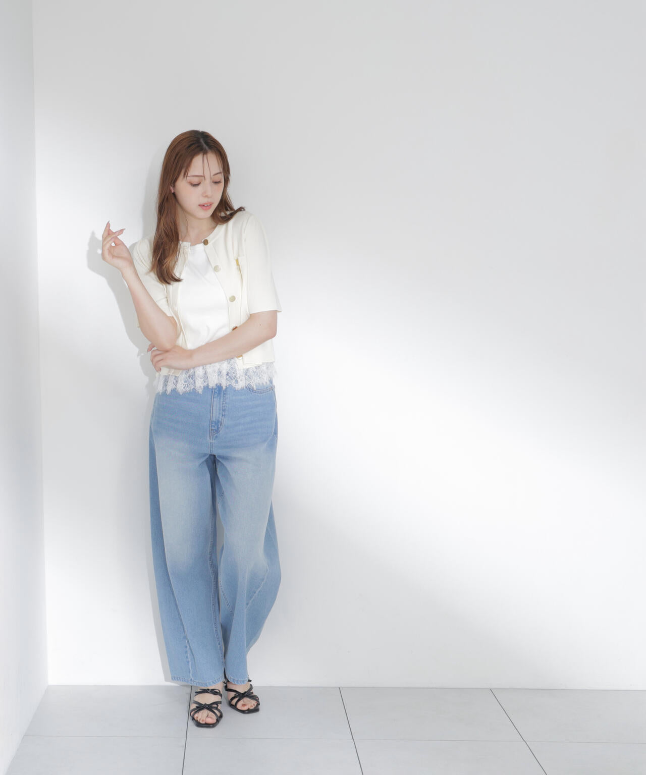 【6/5～6/7 オンライン限定2buy10%OFF対象】＜青島心さん着用＞〈a/mie〉ワイドバレルパンツ【ベージュ：WEB限定】