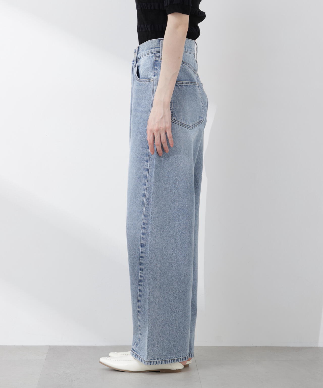 【6/5～6/7 オンライン限定2buy10%OFF対象】＜青島心さん着用＞〈a/mie〉ワイドバレルパンツ【ベージュ：WEB限定】