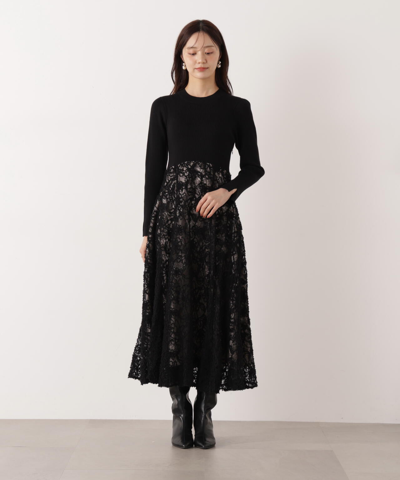 レースドッキングニットワンピース | PROPORTION BODY DRESSING