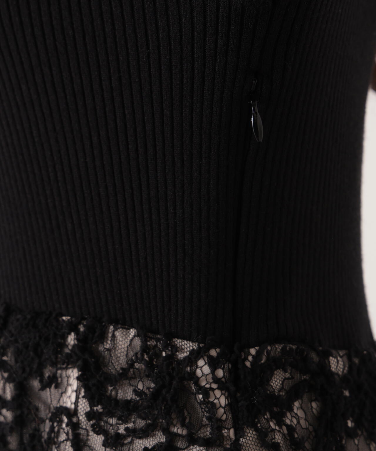 レースドッキングニットワンピース