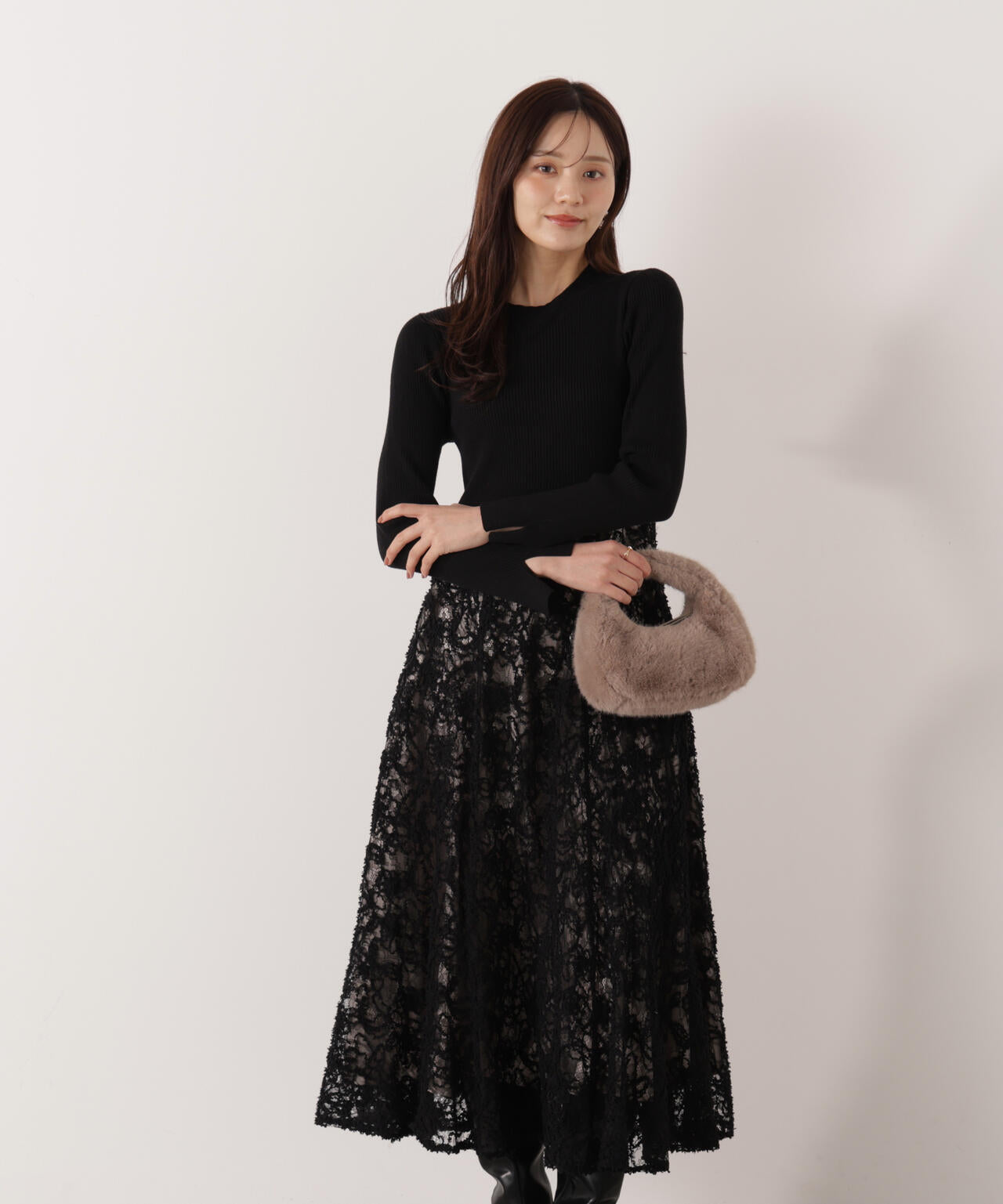 レースドッキングニットワンピース | PROPORTION BODY DRESSING