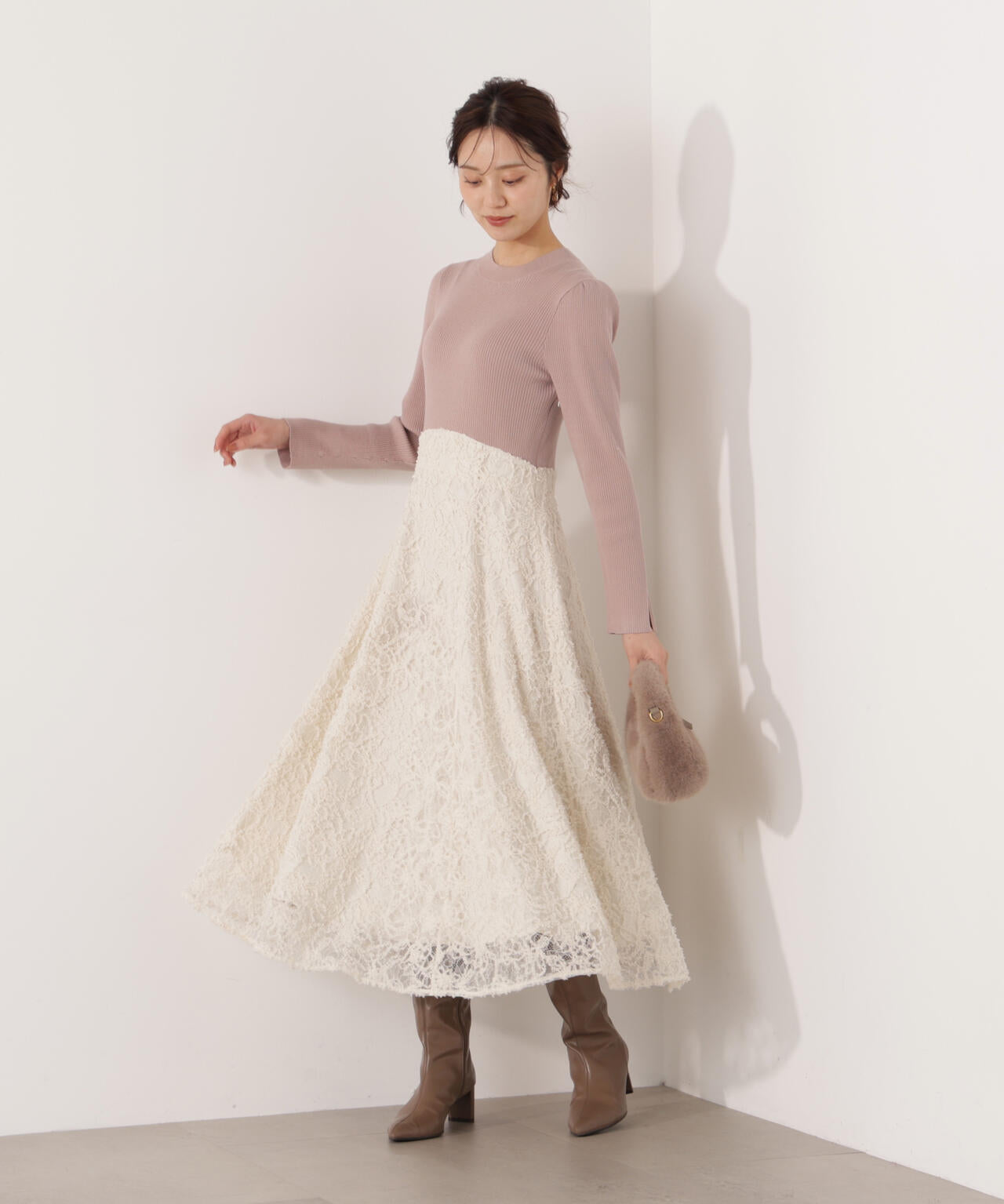 レースドッキングニットワンピース | PROPORTION BODY DRESSING