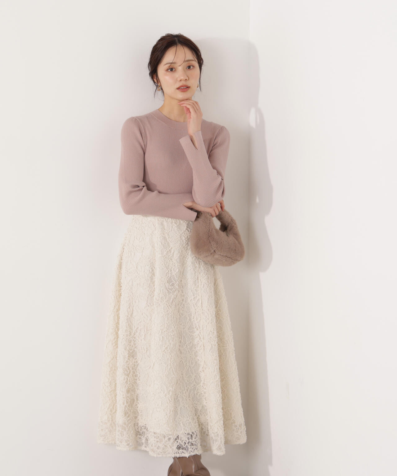 レースドッキングニットワンピース | PROPORTION BODY DRESSING