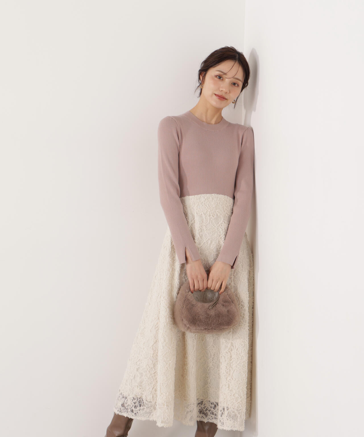 レースドッキングニットワンピース | PROPORTION BODY DRESSING