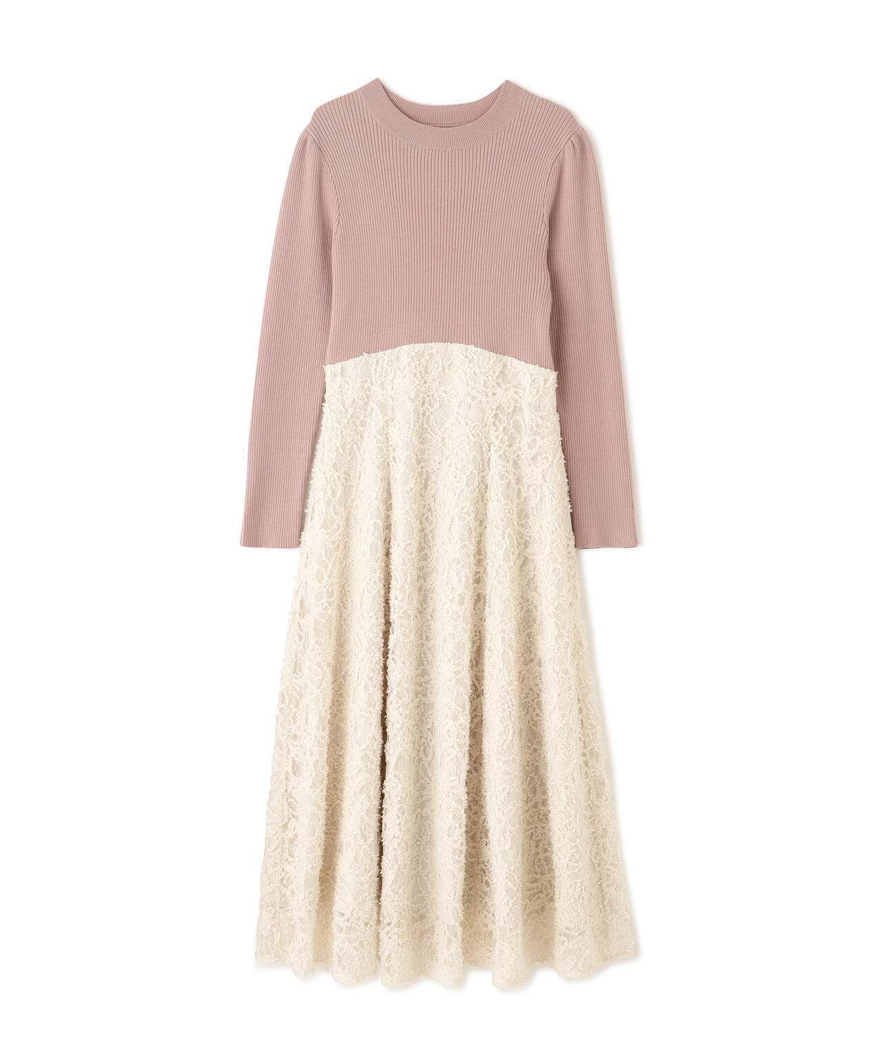 レースドッキングニットワンピース