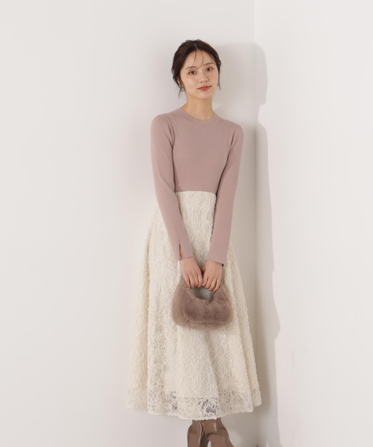 レースドッキングニットワンピース | PROPORTION BODY DRESSING