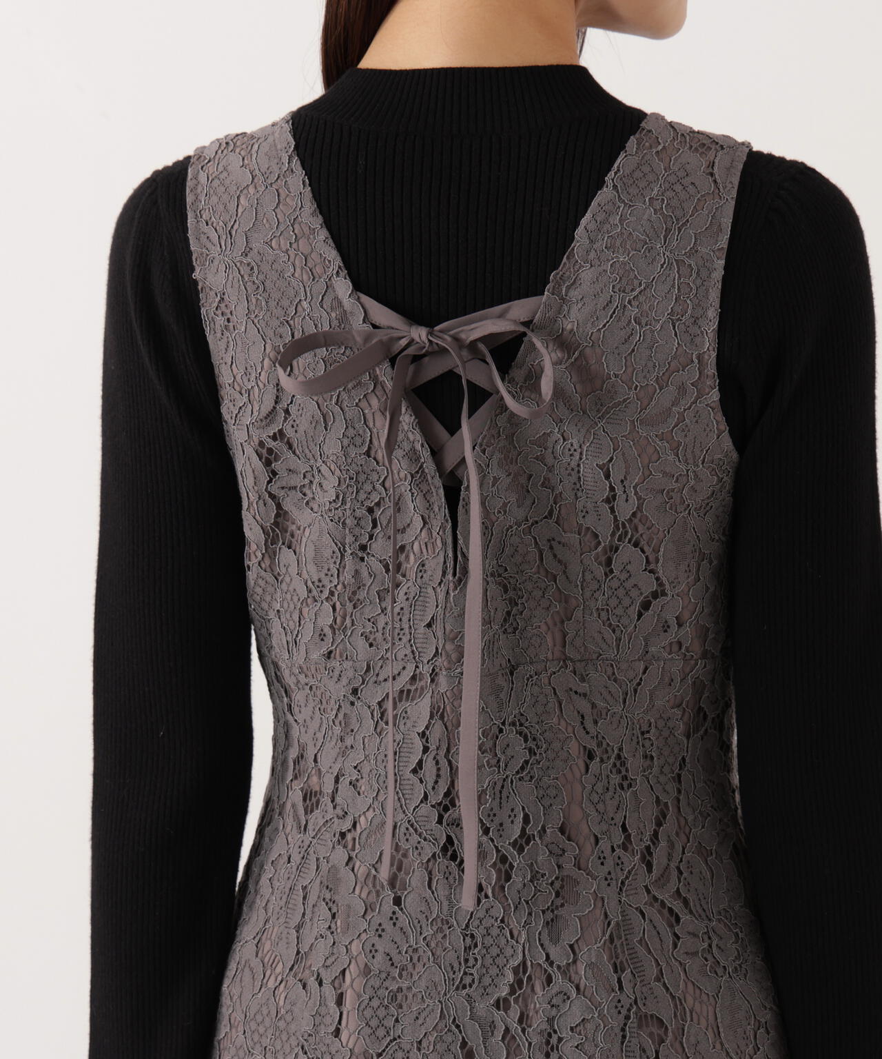 Vネックレースジャンスカ