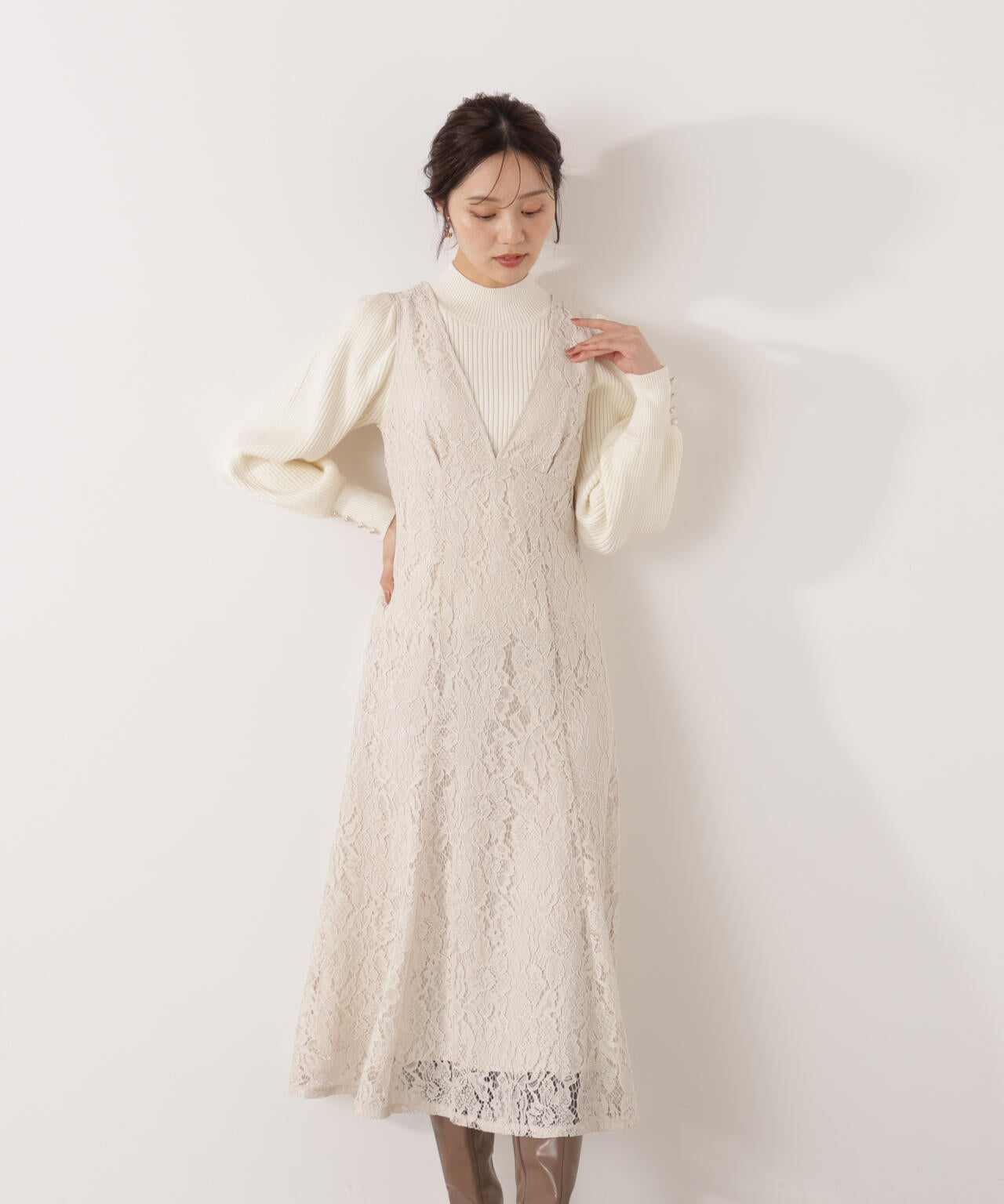 Vネックレースジャンスカ | PROPORTION BODY DRESSING（プロポーション