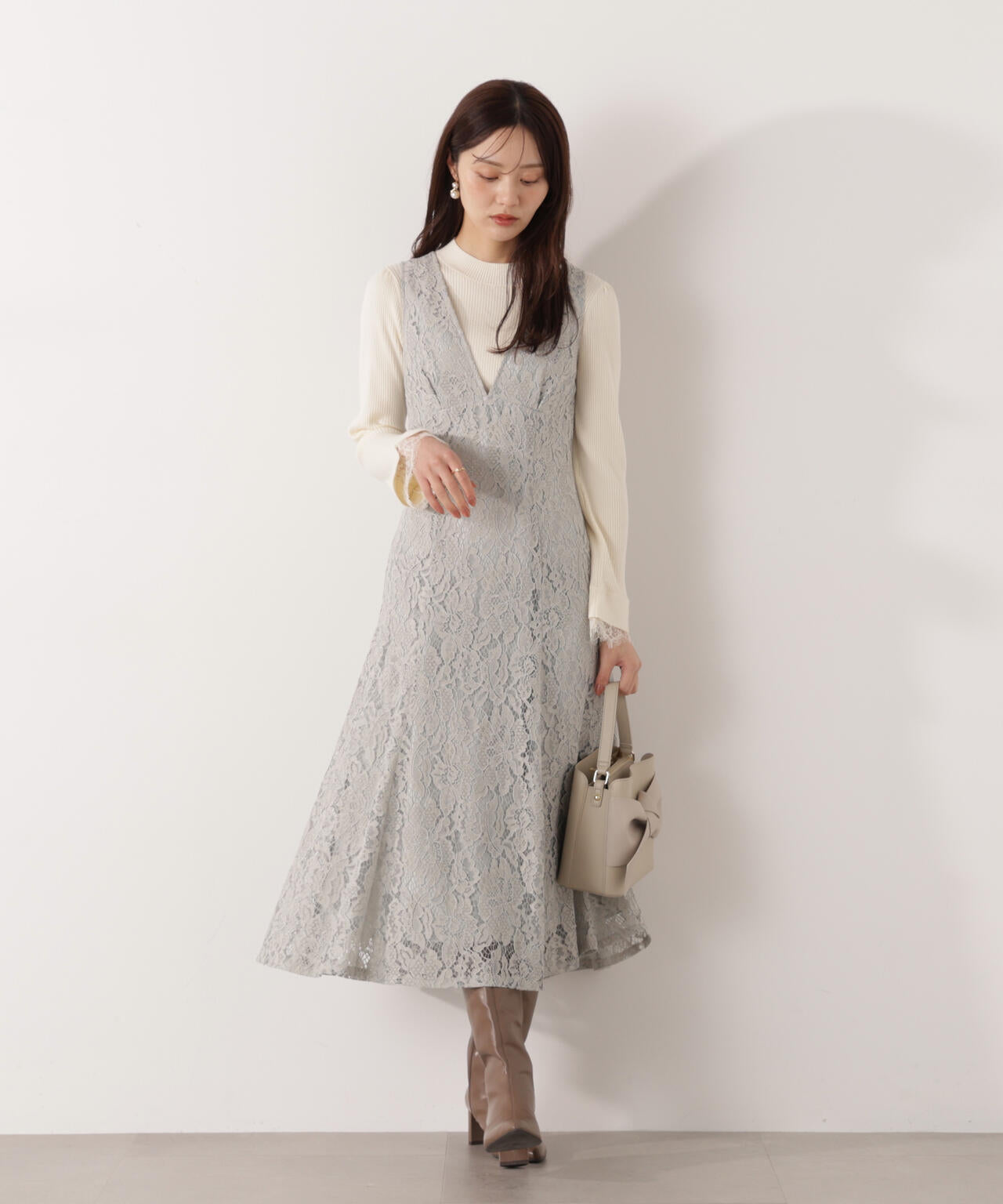 Vネックレースジャンスカ | PROPORTION BODY DRESSING（プロポーション