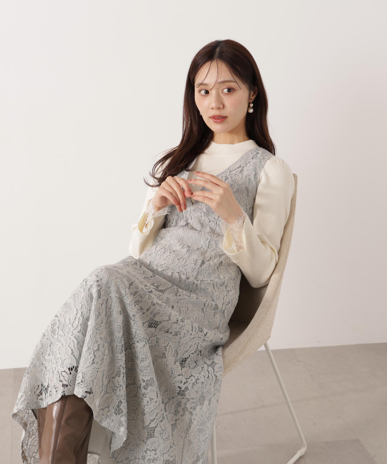 Vネックレースジャンスカ | PROPORTION BODY DRESSING（プロポーション