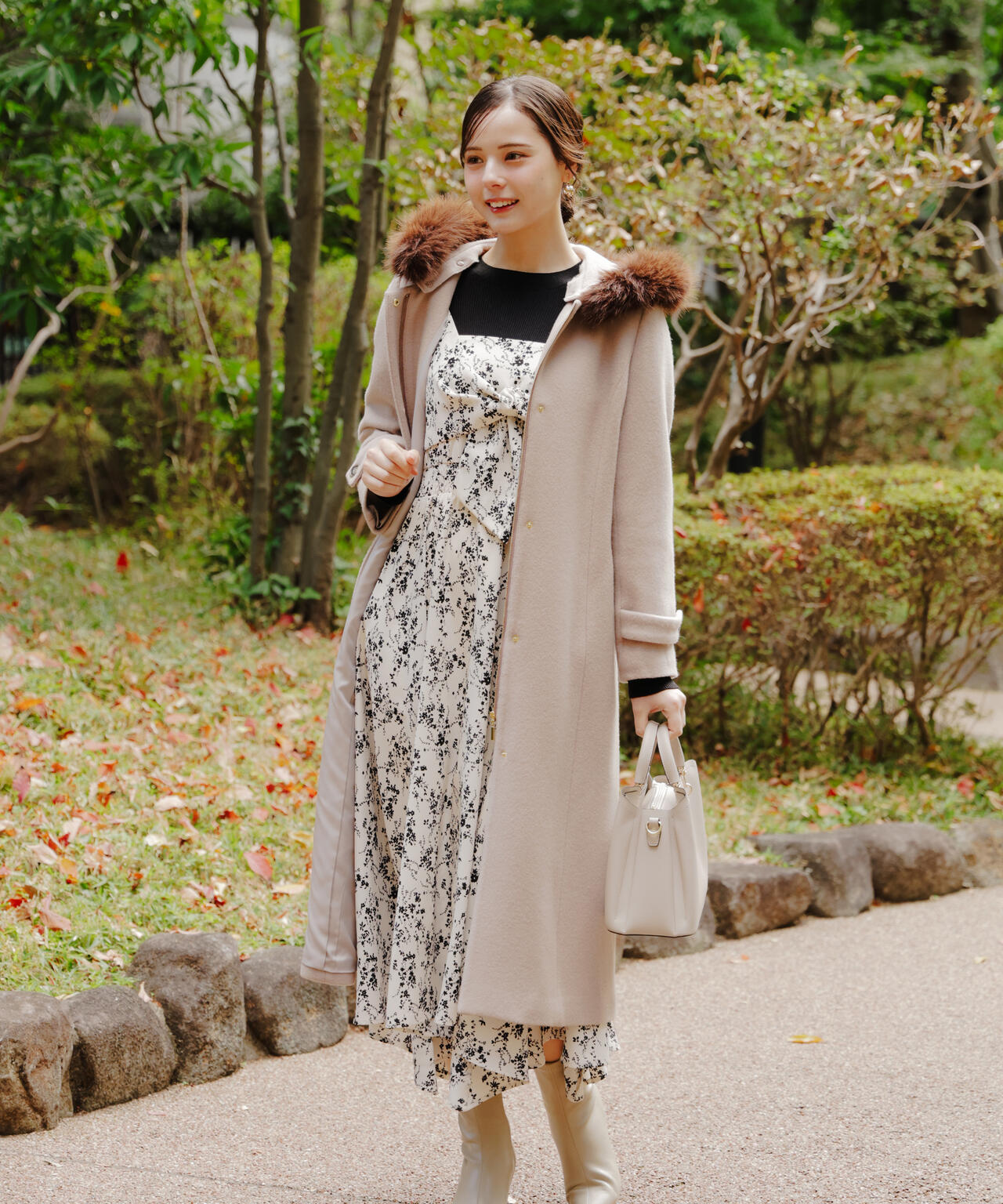 フロントリボン花柄ドッキングワンピース | PROPORTION BODY DRESSING