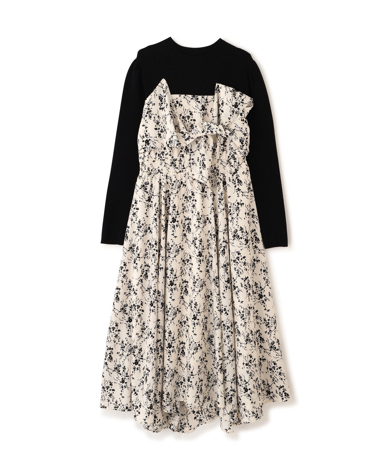 プロポーション ボディドレッシング（PROPORTION BODY DRESSING）/フロントリボン花柄ドッキングワンピース　26SS フロントリボン花柄ドッキングワンピース | PROPORTION BODY DRESSING