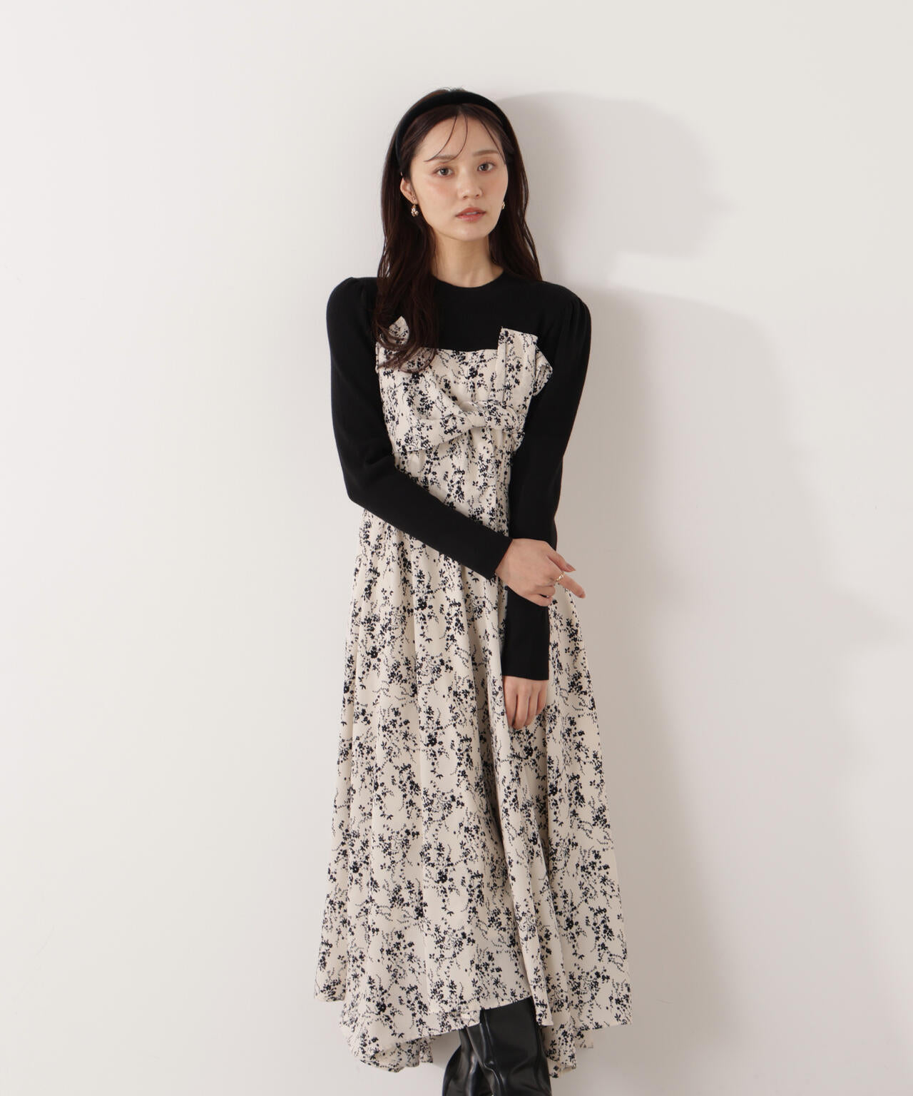 新品　プロポーション ボディードレッシング　バックリボン　ドッキングワンピース PROPORTION BODY DRESSING】ドッキングワンピース(S) バックリボン