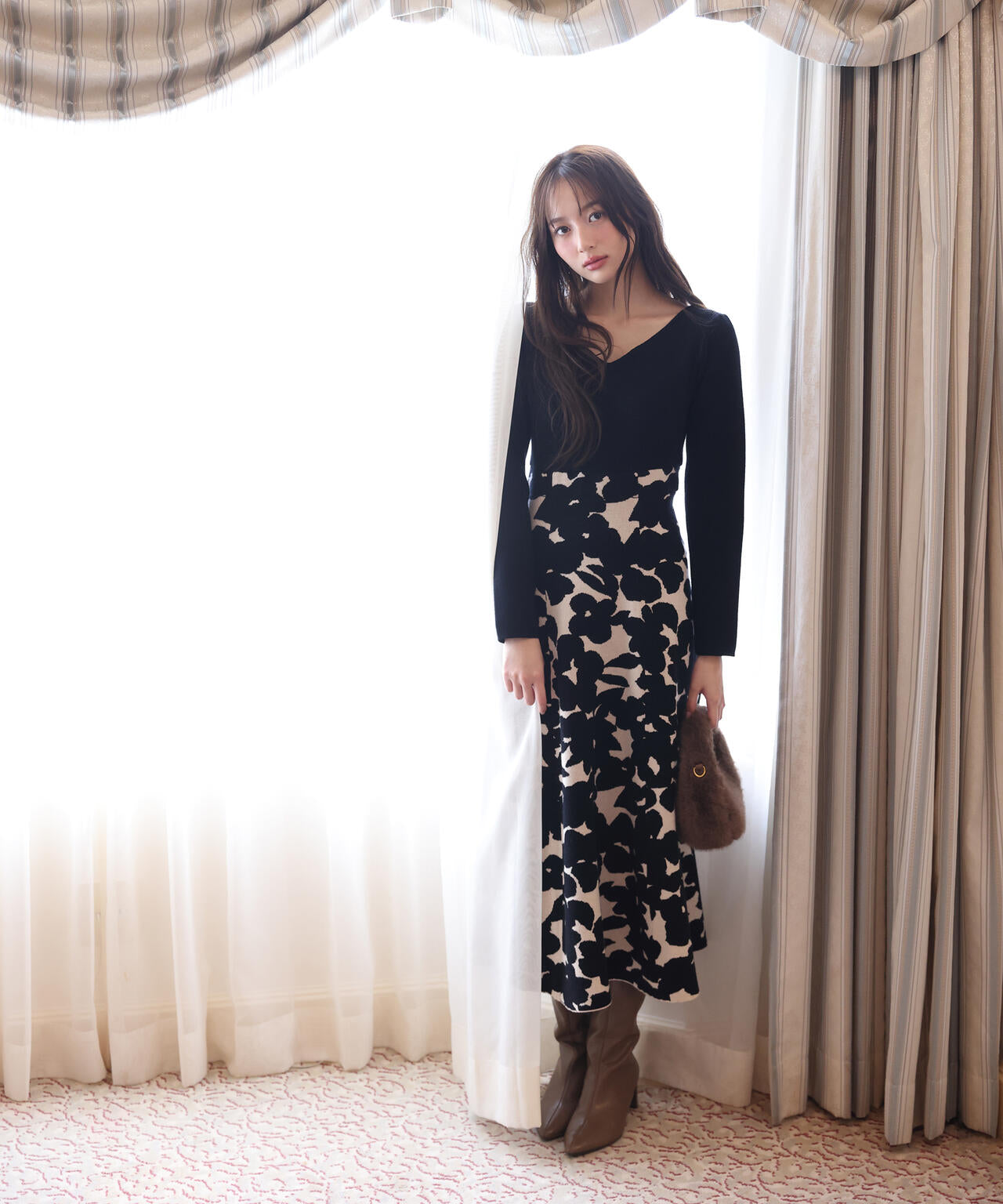 プロポーションボディドレッシング　ジャガードフラワーニットワンピース ジャガードフラワーニットワンピース | PROPORTION BODY DRESSING