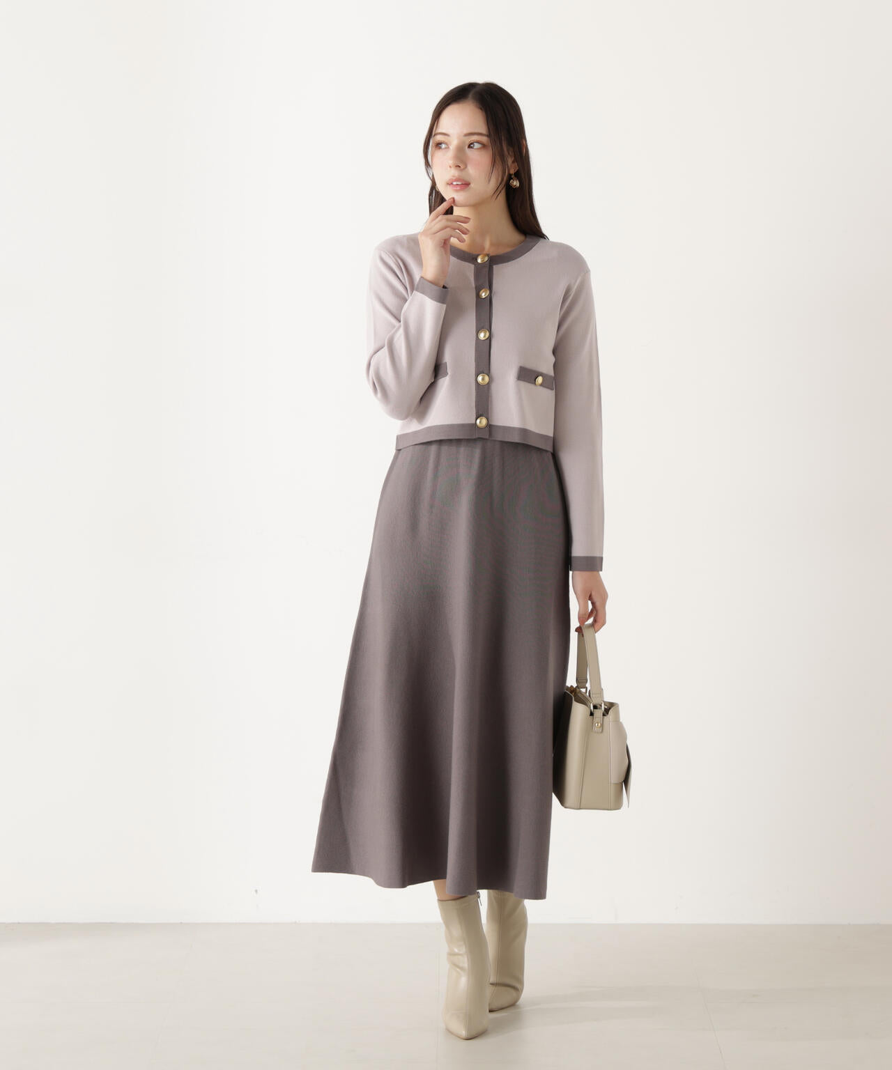 プロポーション ボディドレッシング（PROPORTION BODY DRESSING）/バイカラーカーデセットアップ バイカラーカーデセットアップ | PROPORTION BODY DRESSING