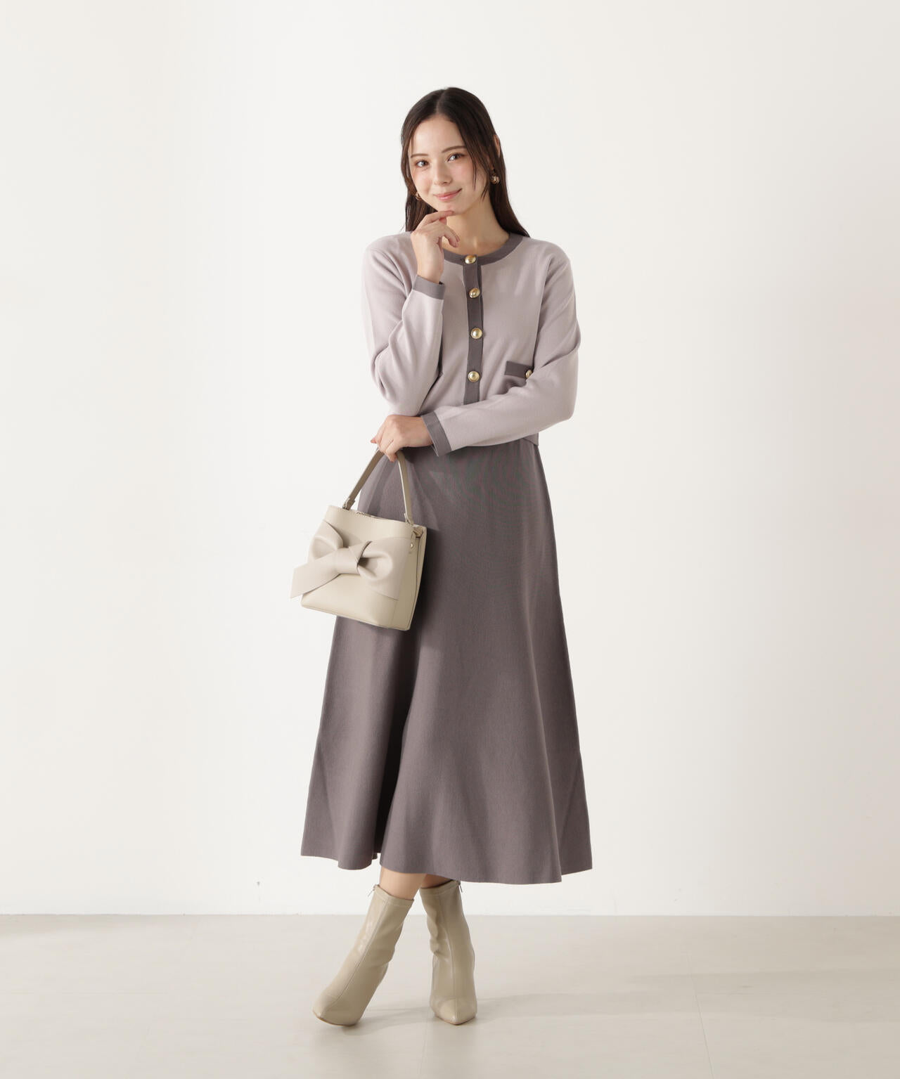 バイカラーカーデセットアップ | PROPORTION BODY DRESSING