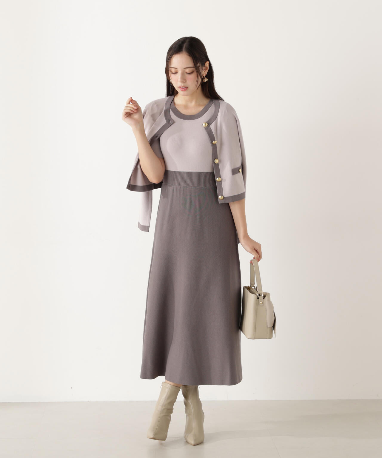 バイカラーカーデセットアップ | PROPORTION BODY DRESSING