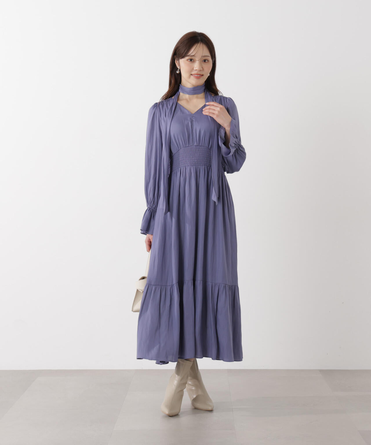 タイ付きギャザーワンピース | PROPORTION BODY DRESSING