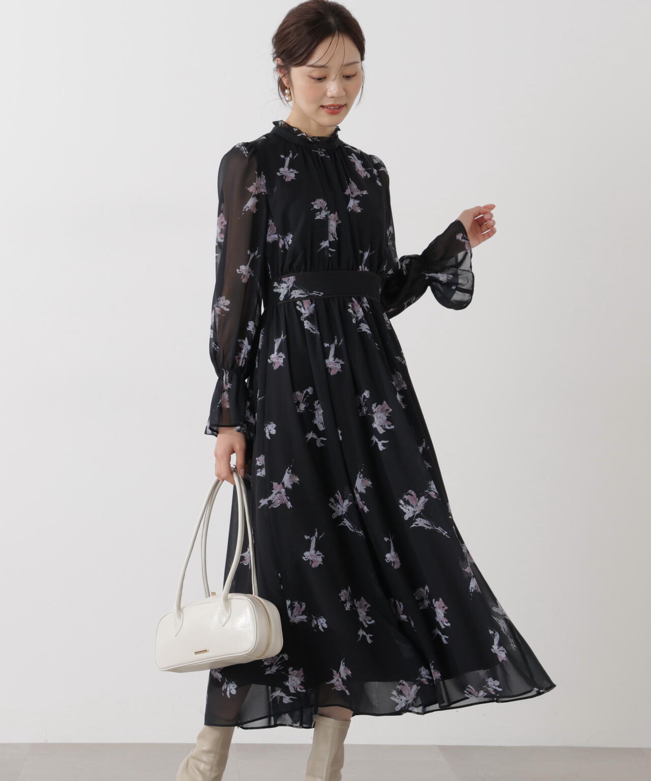 花柄プリントギャザーワンピース | PROPORTION BODY DRESSING