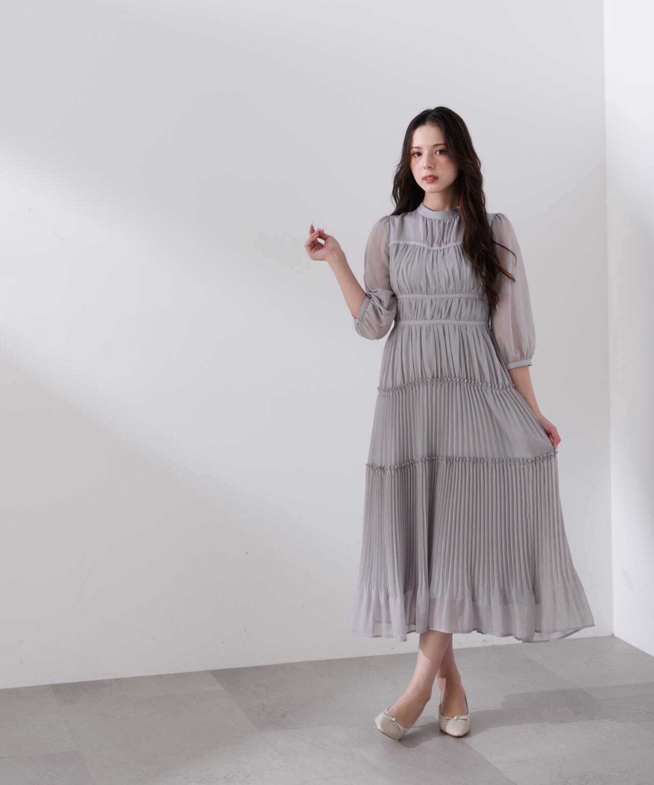L＞プリーツロングワンピース | PROPORTION BODY DRESSING