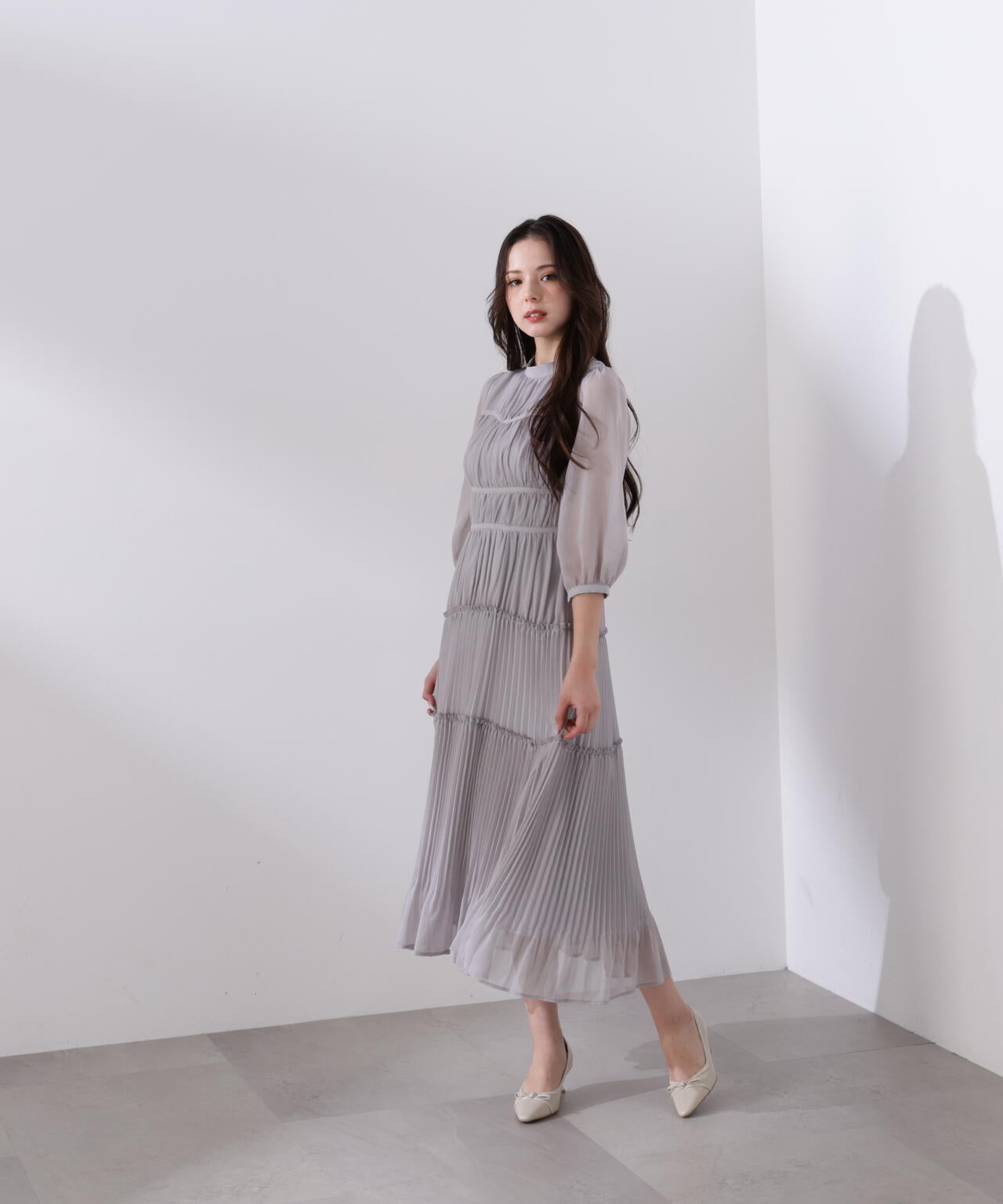 L＞プリーツロングワンピース | PROPORTION BODY DRESSING