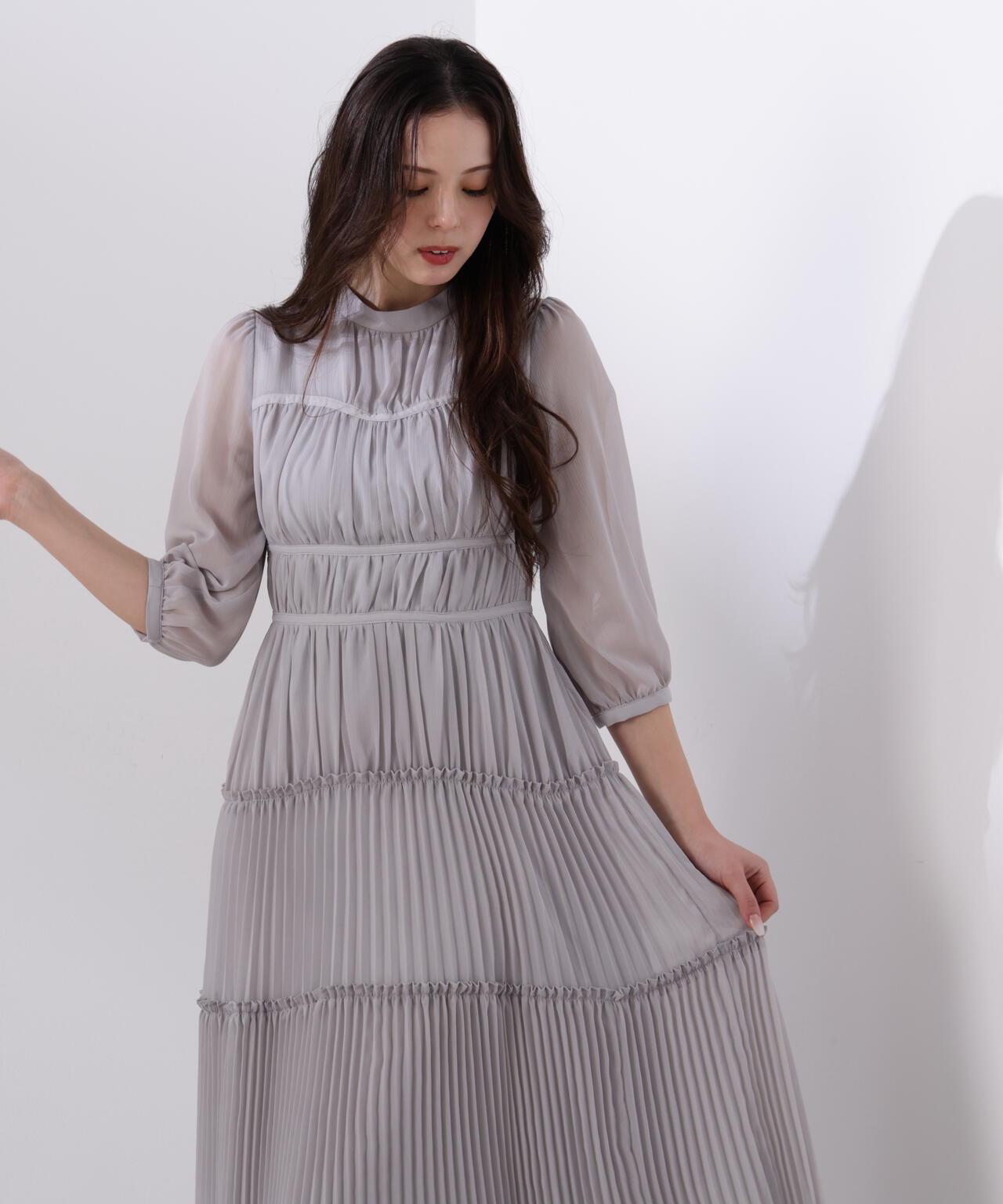 L＞プリーツロングワンピース | PROPORTION BODY DRESSING