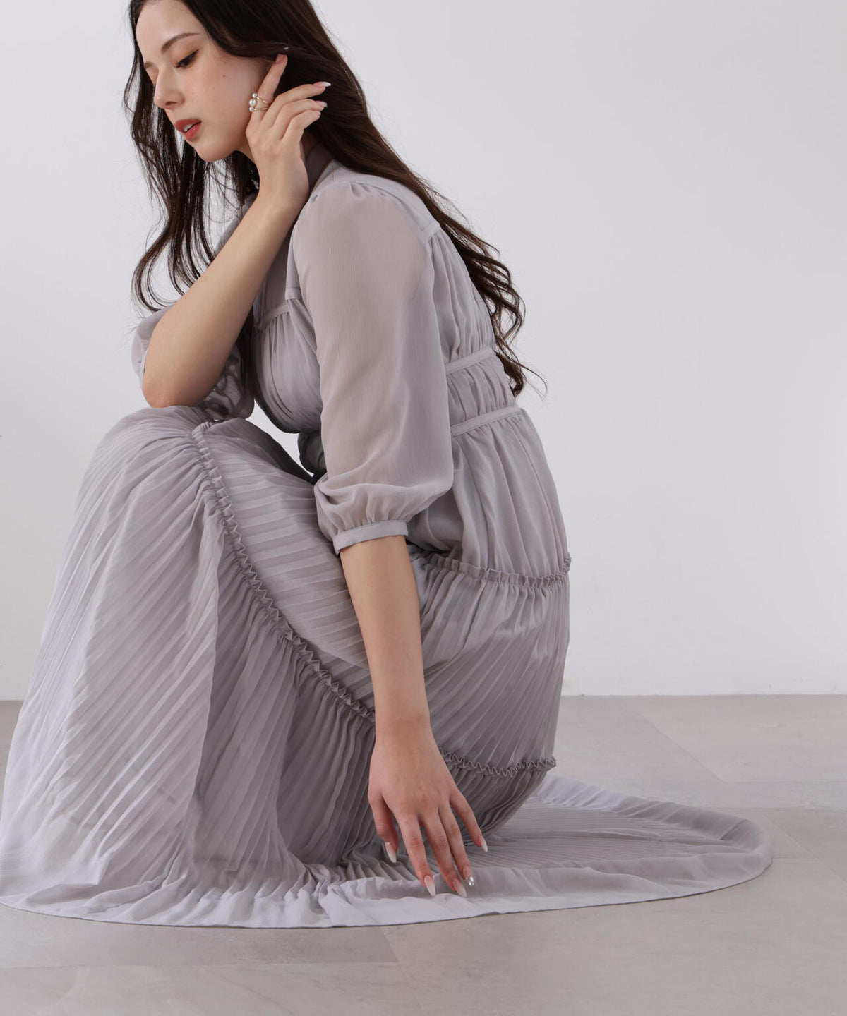 美品✨Ferragamo ワンピース ピンク ノースリーブ プリーツ 膝丈 極美 