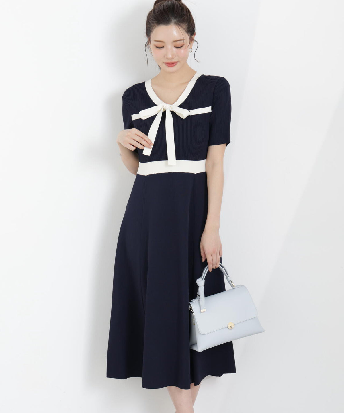 リボンタイバイカラーニットワンピース | PROPORTION BODY DRESSING 