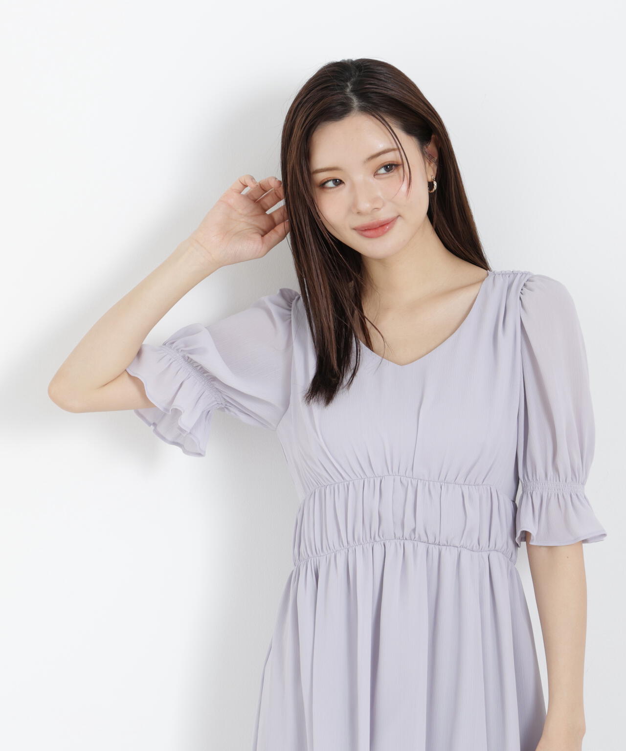 シフォン楊柳ギャザーワンピース | PROPORTION BODY DRESSING