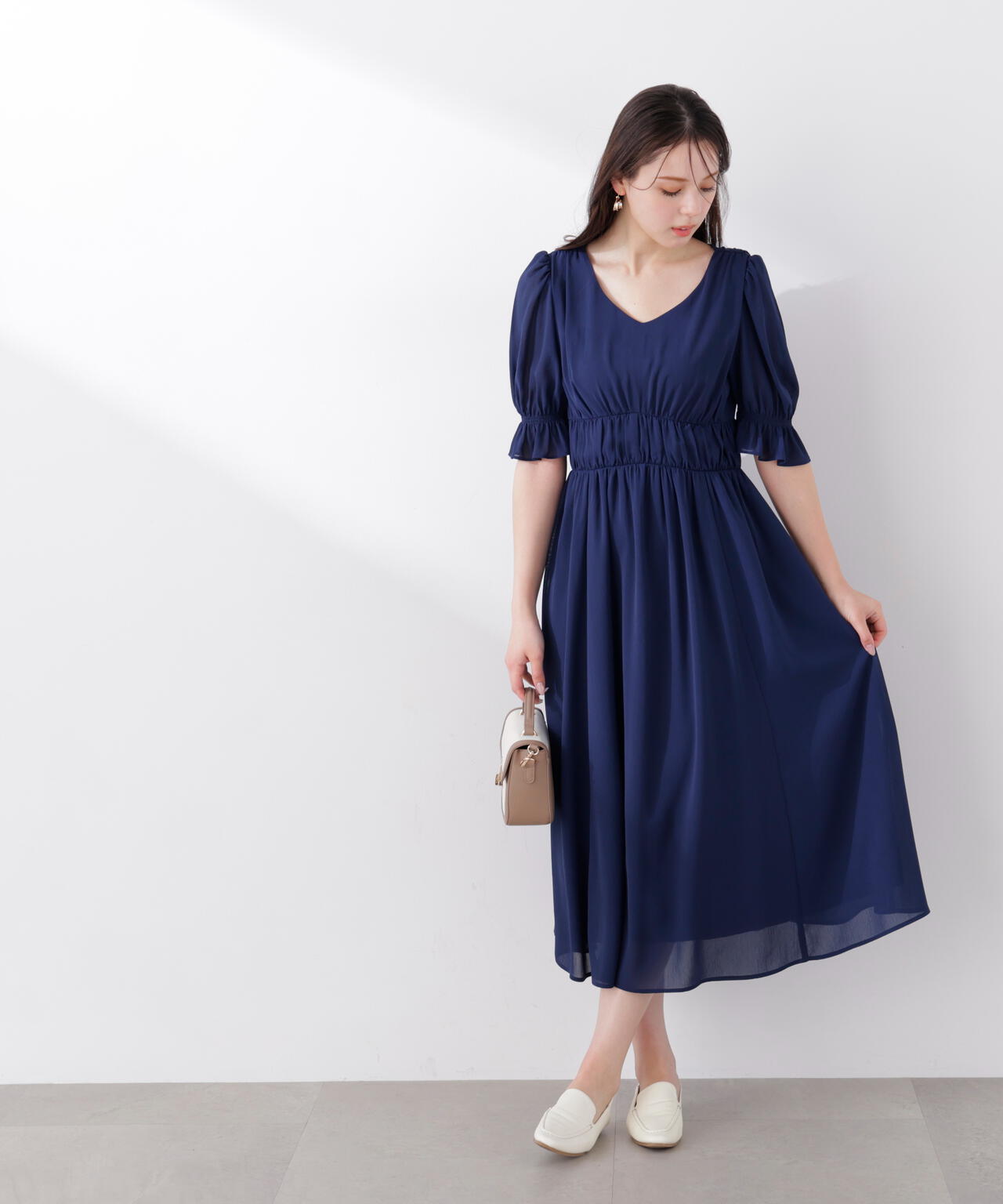 シフォン楊柳ギャザーワンピース | PROPORTION BODY DRESSING