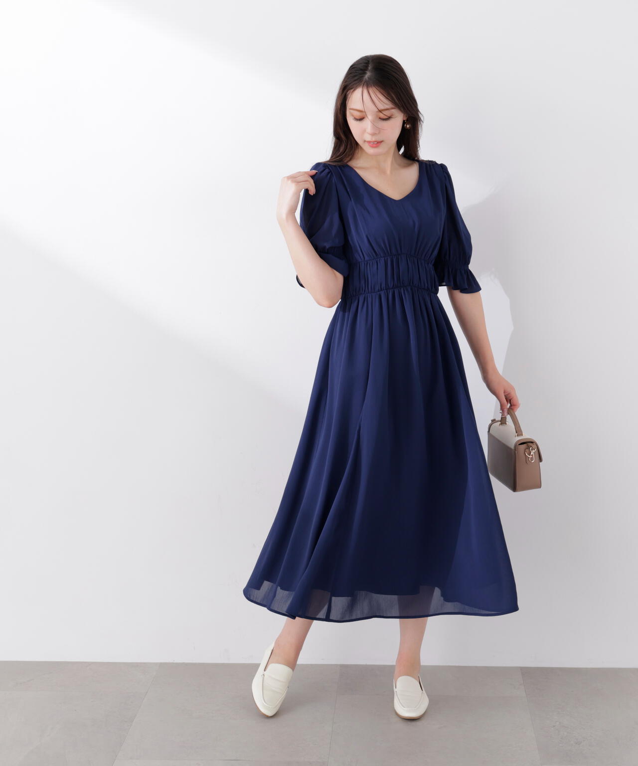 シフォン楊柳ギャザーワンピース | PROPORTION BODY DRESSING