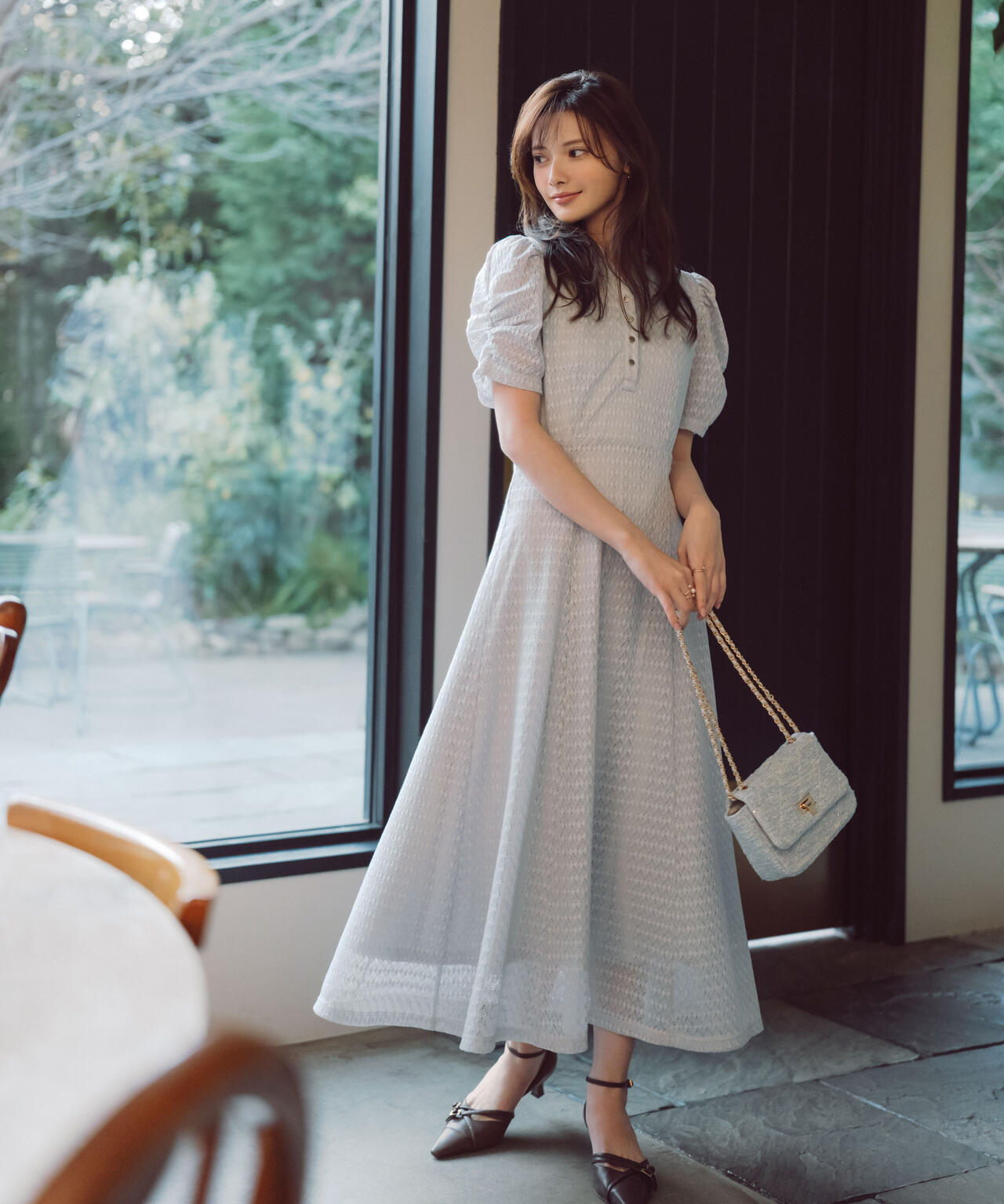 ストレッチレース襟付きワンピース | PROPORTION BODY DRESSING