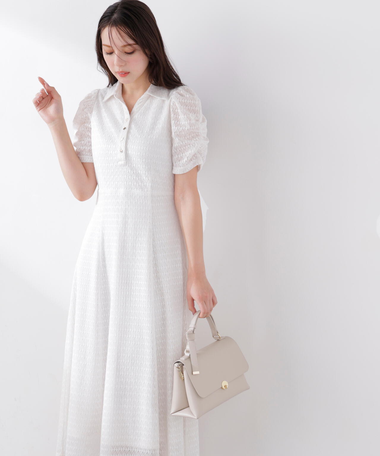 ストレッチレース襟付きワンピース | PROPORTION BODY DRESSING