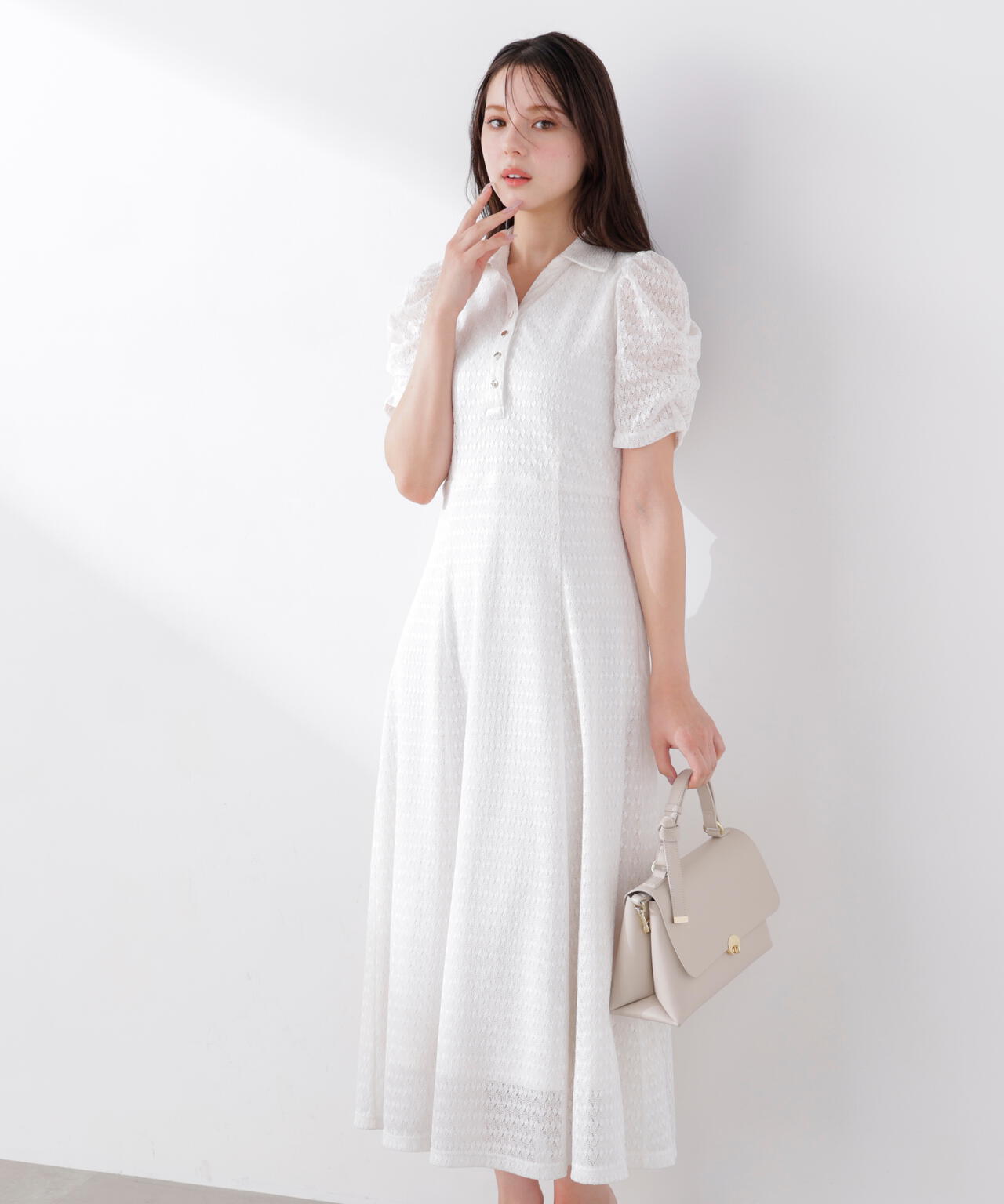 ストレッチレース襟付きワンピース | PROPORTION BODY DRESSING
