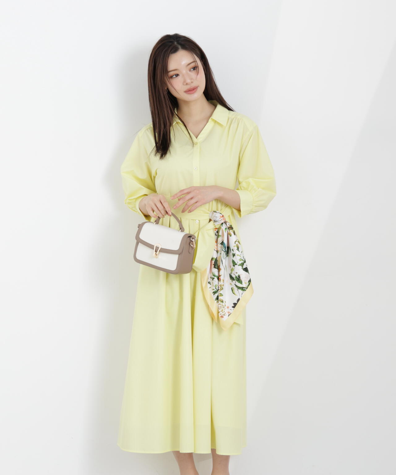 リボン付きシャツワンピース【WEB・一部店舗限定】